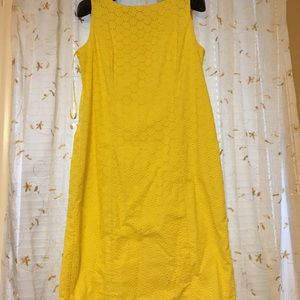 Cheerful, Yellow, Lace Patterned Shift Dress 10p